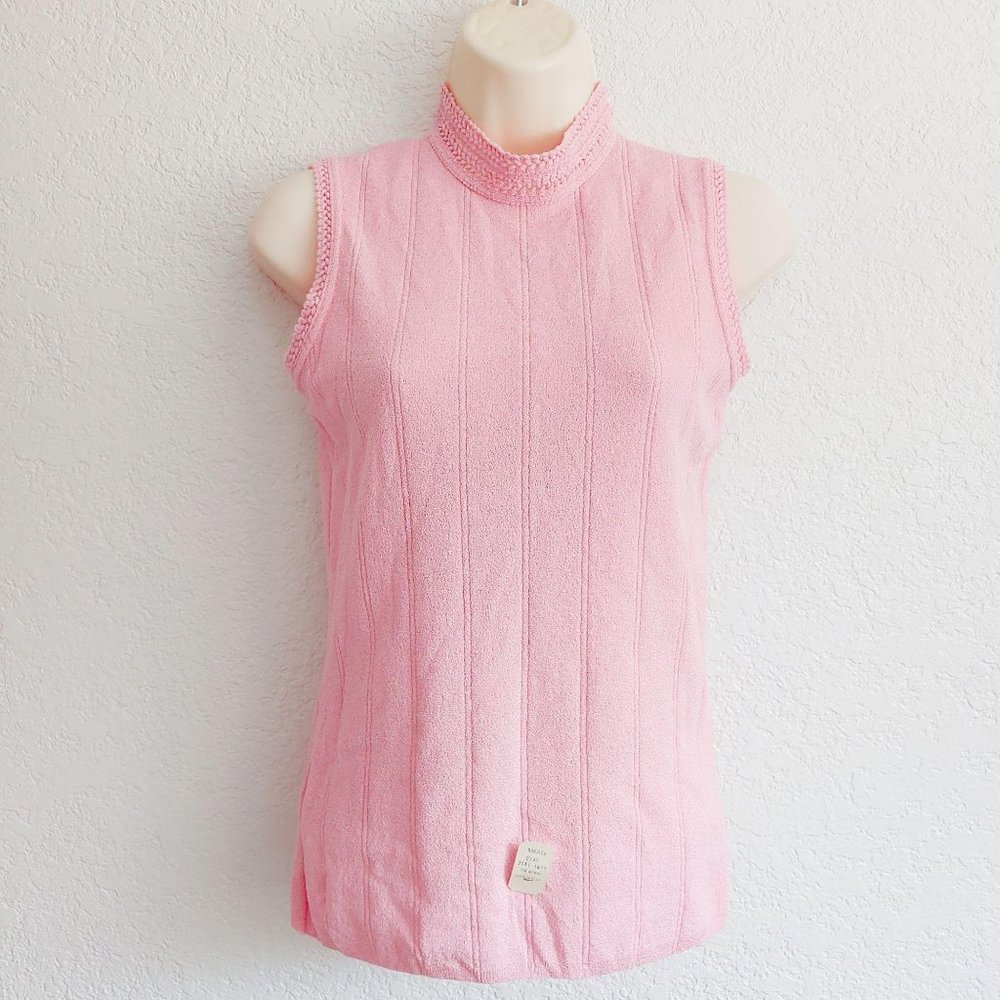 Vintage Pink Mock Neck Keneth Knit Sweater Top S
